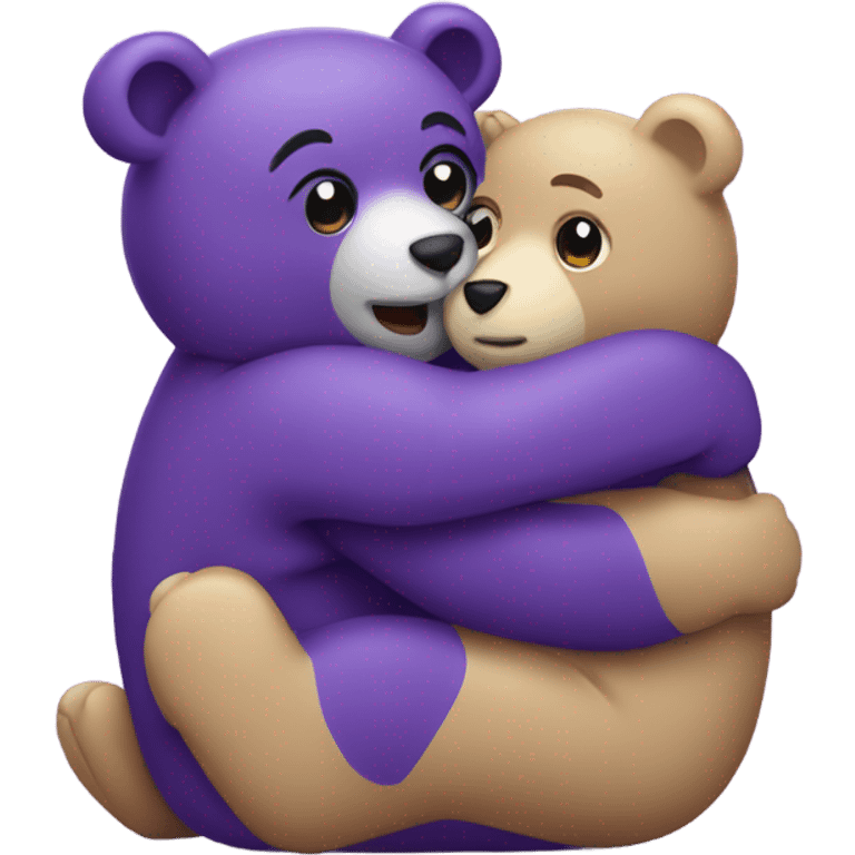 Purple bears hugging emoji