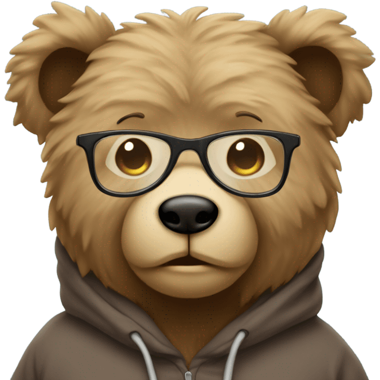 Cuddly teddy bear with glasses and hoodie emoji