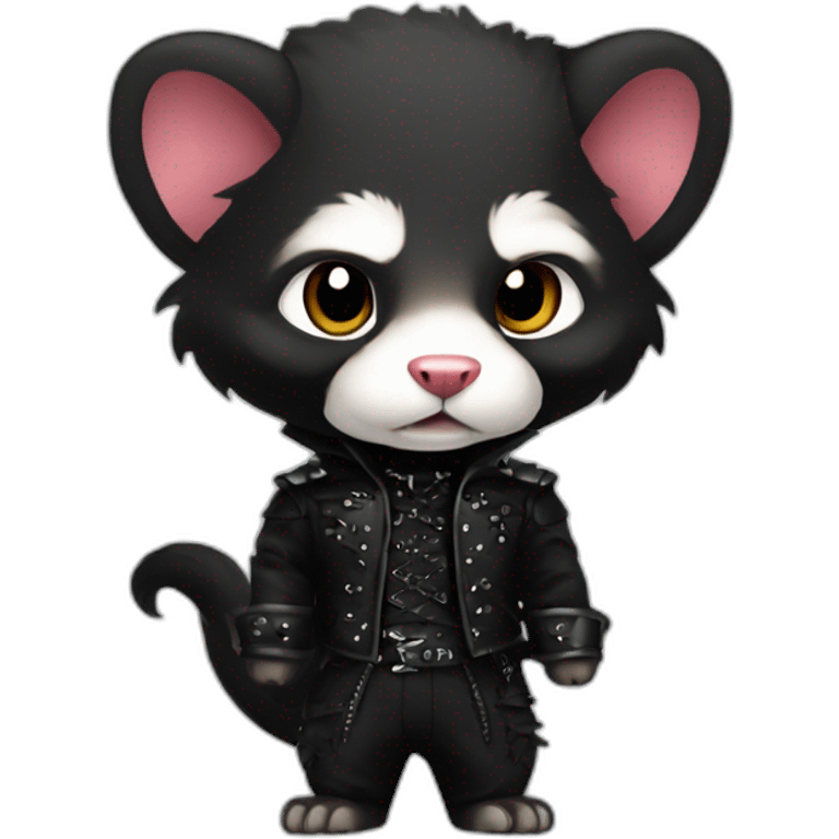 Red ferret wearing black gothic heavy metal clothing emoji