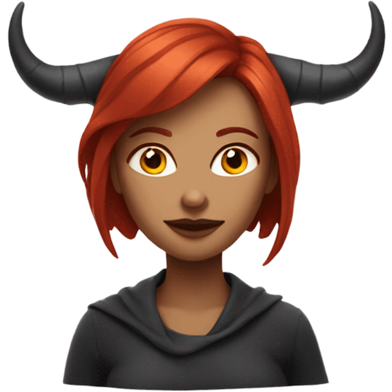 A woman with redhair and demon horns emoji