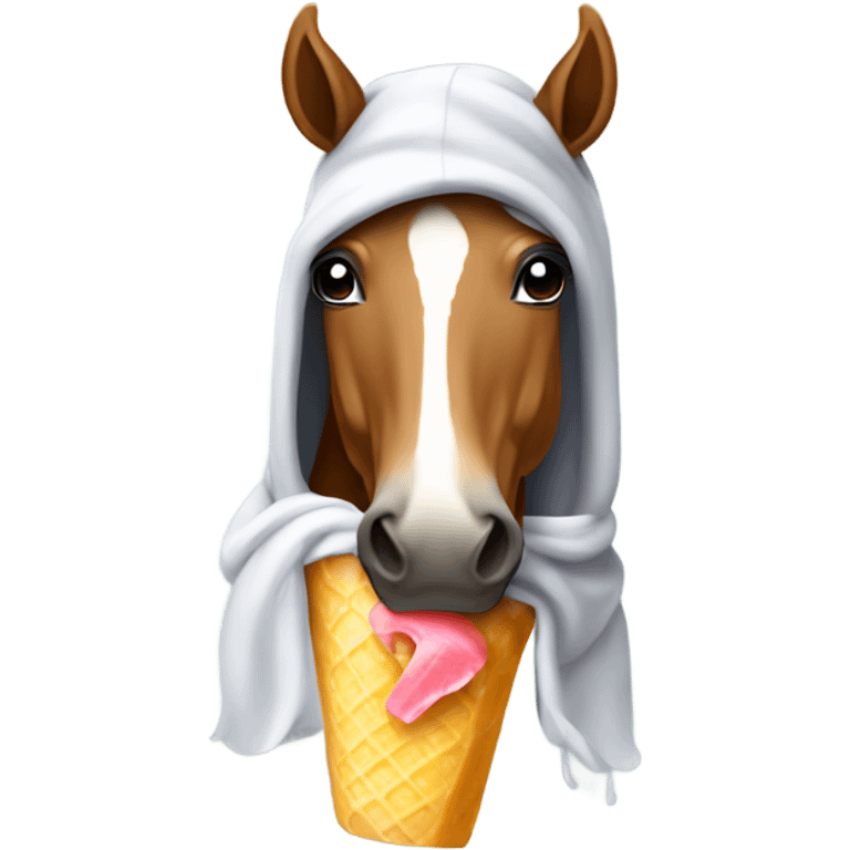 Horse wearing a hoodie and eating a popsicle  emoji