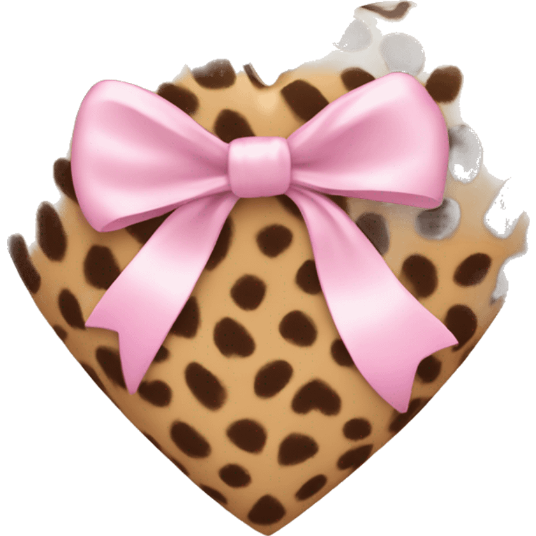 cheetah print heart with a light pink bow emoji