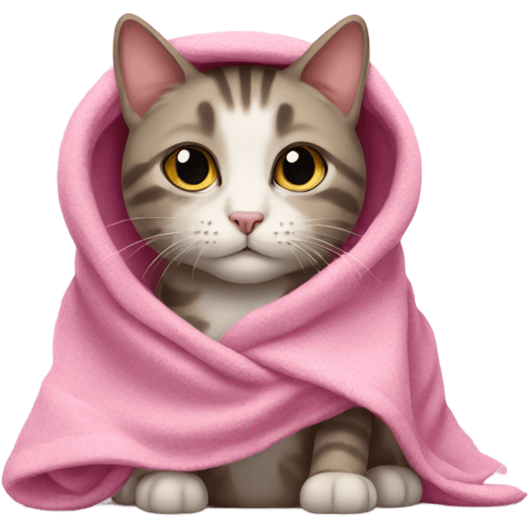 cat wearing blanket pink emoji