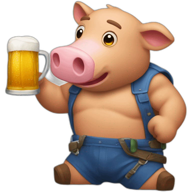 cerdo salvaje bebiendo jarra cerveza emoji