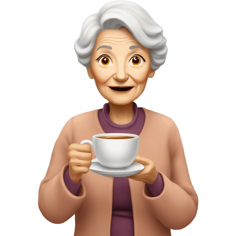 Old lady with a China cup of hot tea emoji