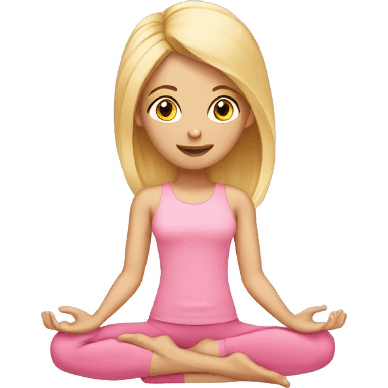 blonde yoga girl light pink clothes n emoji