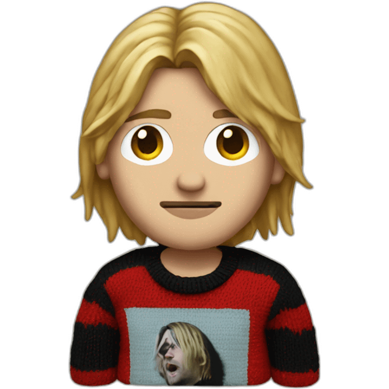 Kurt Cobain is wearing a red and black sweater emoji