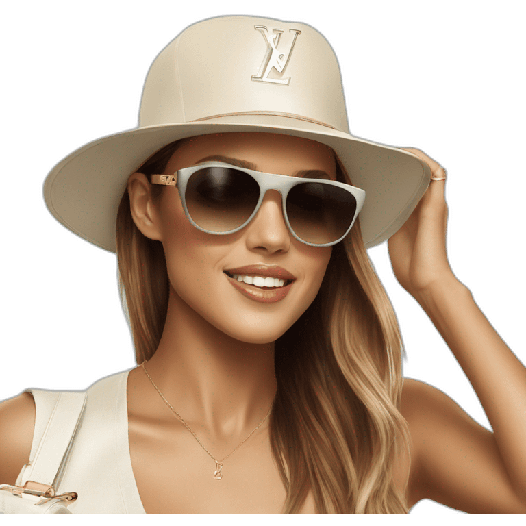 Jessica Alba with Louis Vuitton cap and sunglasses emoji