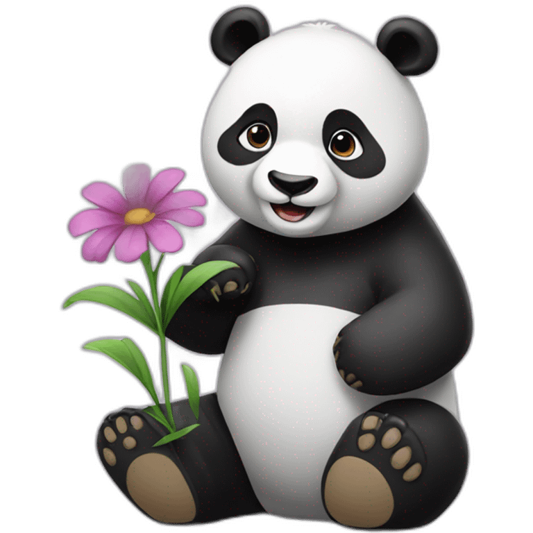 Panda giving flower emoji