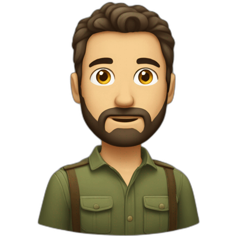 Hombre con pelo largo y tarde camuflé de hoja emoji