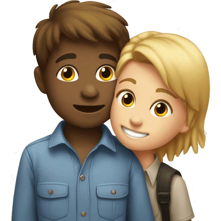 smiling boy in collared shirt kissing a boy  emoji