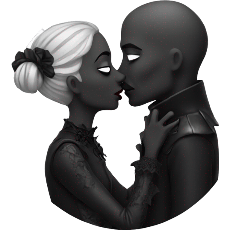 Gothic couple kissing emoji