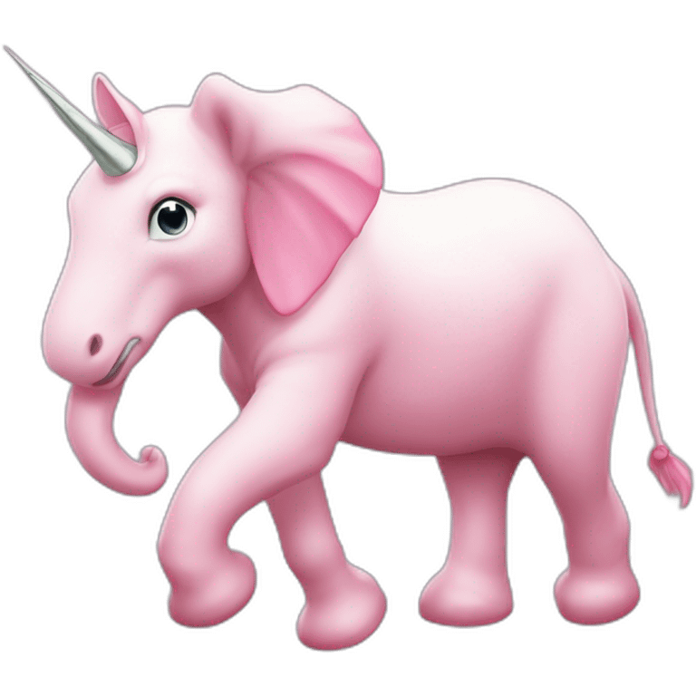 Une licorne sur un éléphant rose emoji