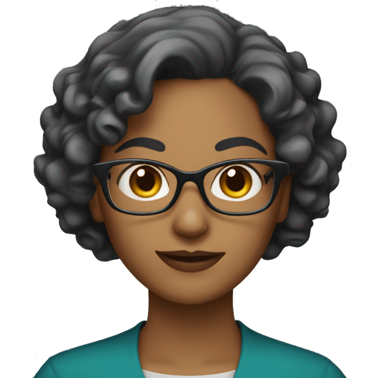 woman teacher with short curly hair whearing glasses emoji