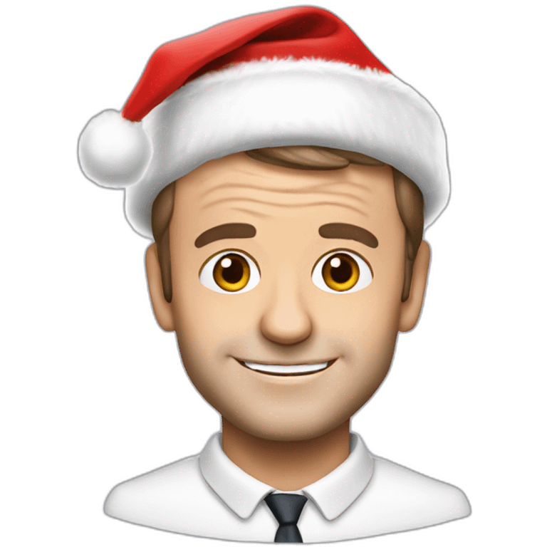 Emmanuel Macron with a SANTA hat  emoji