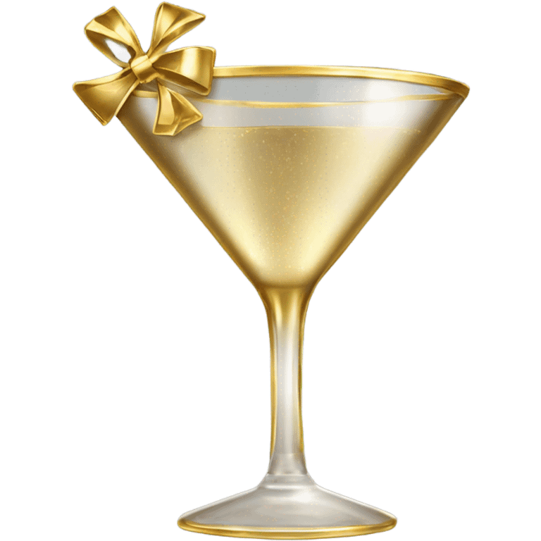 gold rimmed martini glass with tiny gold bows emoji