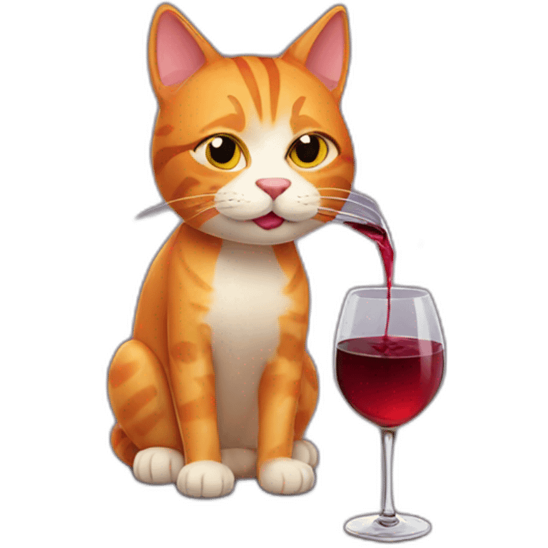 Ginger cat drinking red wine emoji