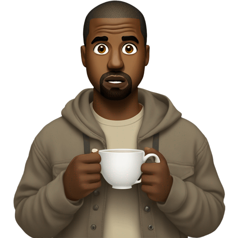 kanye sipping tea while looking shocked emoji