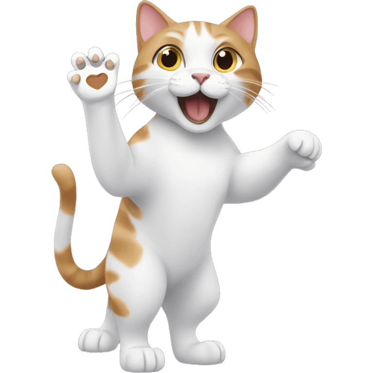 Cat with paw reaching out touching owner emoji