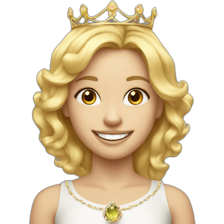 blond hair girl smiling portrait with crown emoji