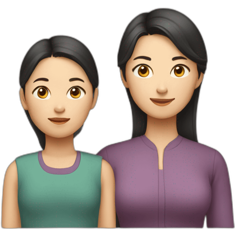 Asian mother and daughter emoji