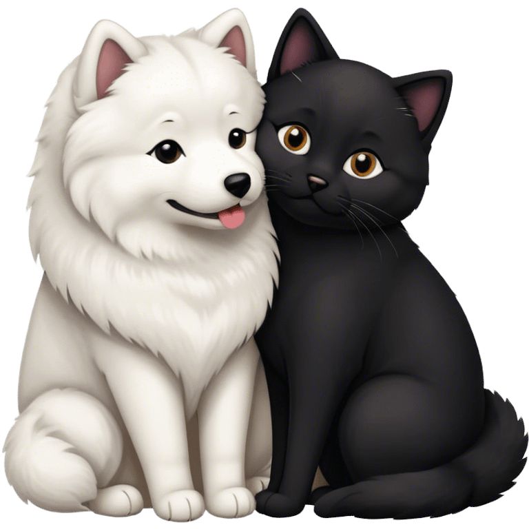 samoyed hug black british cat emoji