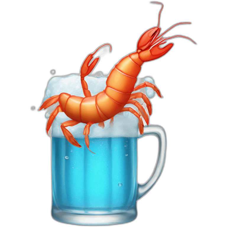 Shrimp jump into beer emoji