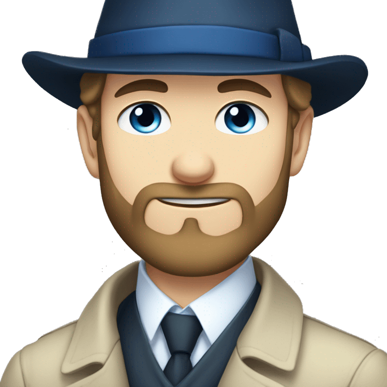 anime-style young white blue-eyed bearded man in a Sherlock's hat emoji