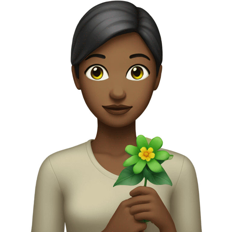 Green Eyed model with Flower emoji