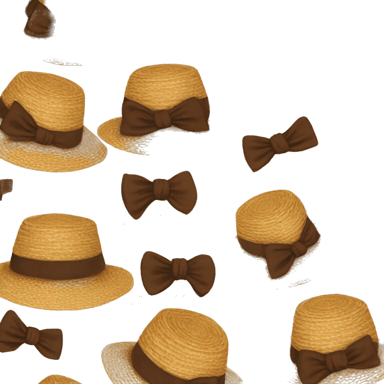 straw hat with bow brown emoji