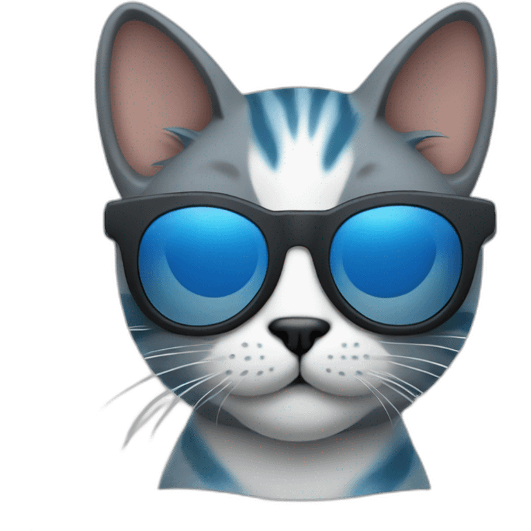 a blue kawaï cat round ears wearing sunglasses emoji