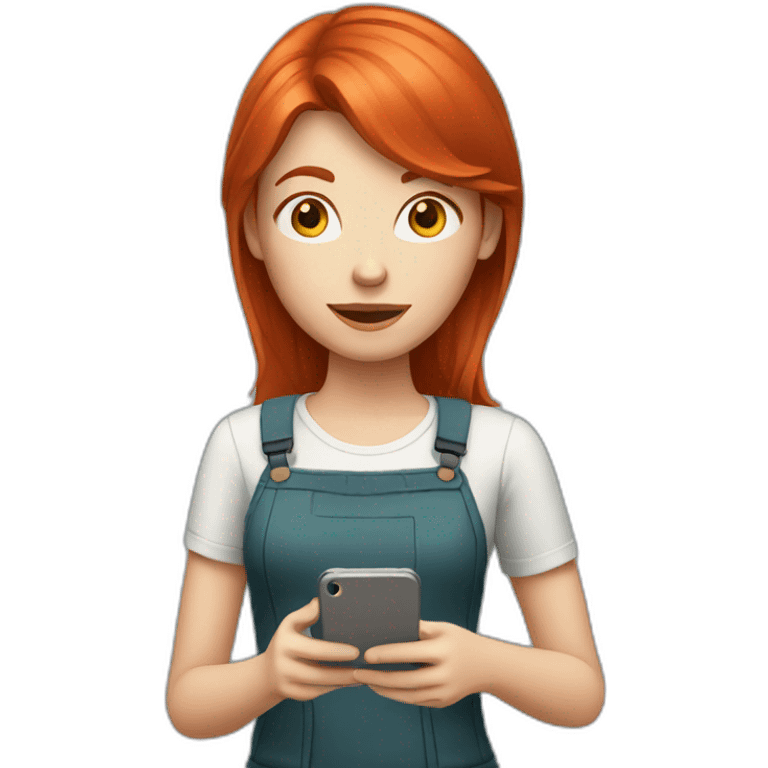 red-haired girl with a smartphone emoji