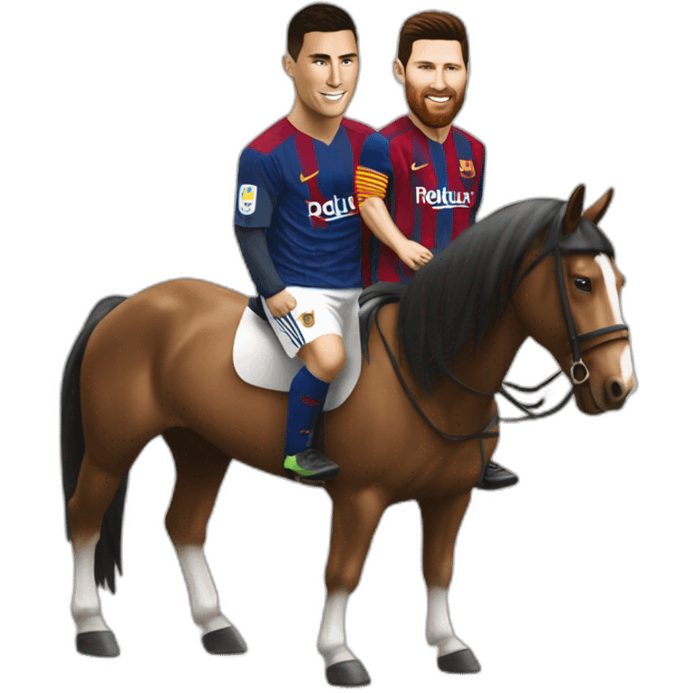 ronaldo et messi sur un cheval emoji