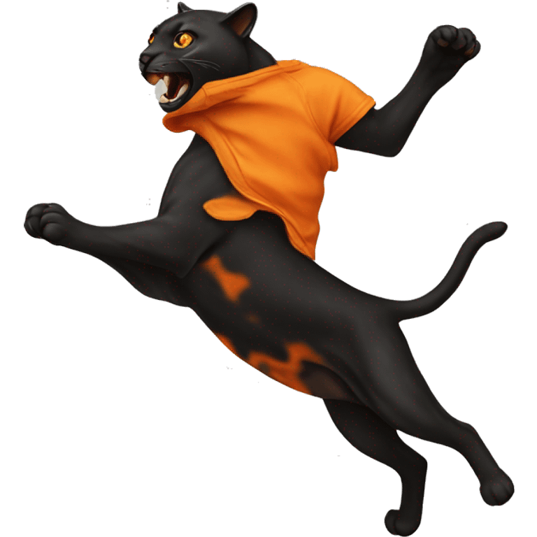 a jumping orange burnt panther emoji