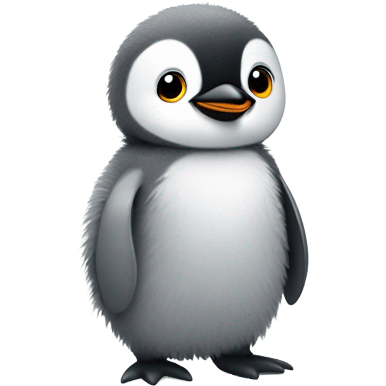 Fuzzy gray baby penguin emoji