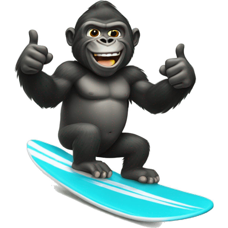 Gorilla surfing giving a thumbs up emoji