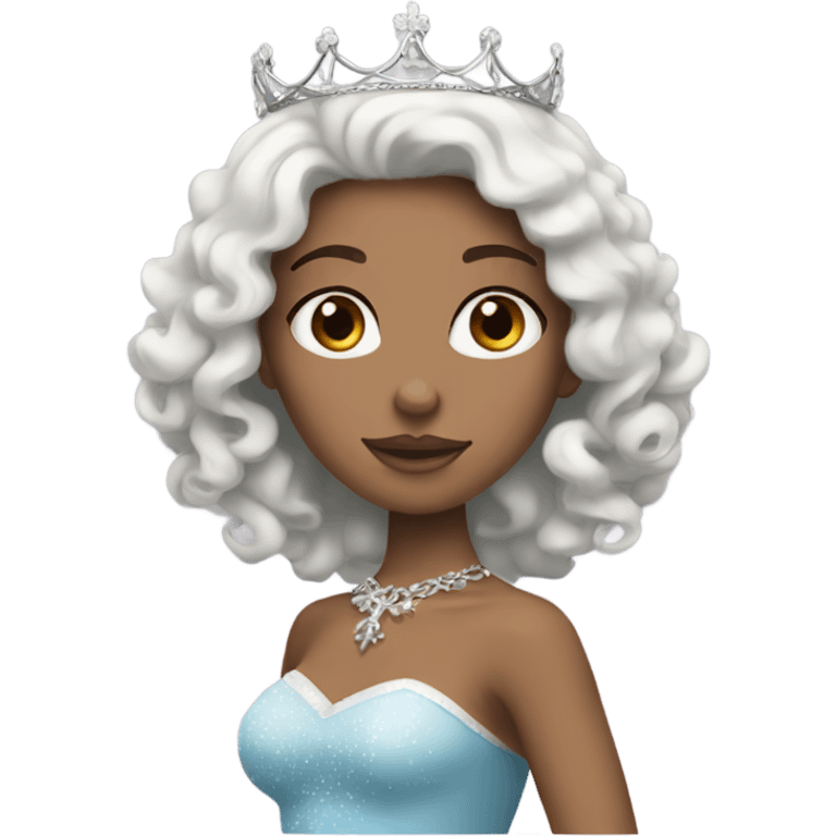 White gurl with curly black hair wearing a princess crown emoji