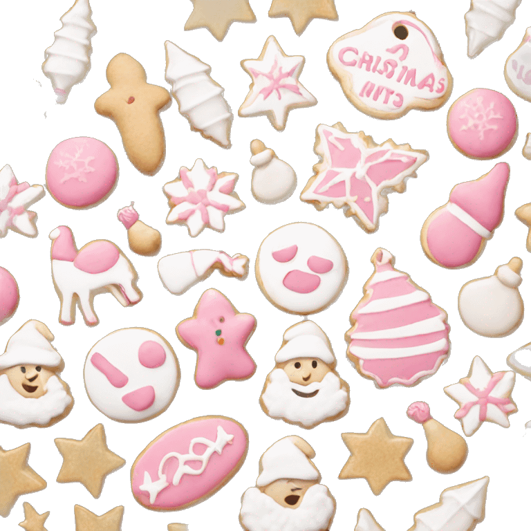 Pink white and beige Christmas cookies assorted  emoji