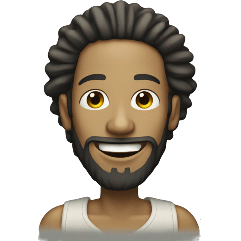 White skinned Rasta man smiling with beard emoji