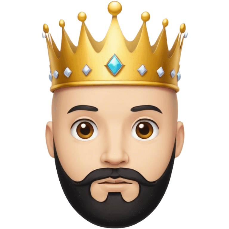 bald guy with black beard and a crown emoji