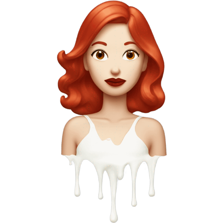 Red hair Lipstick Face covered in milk liquid emoji