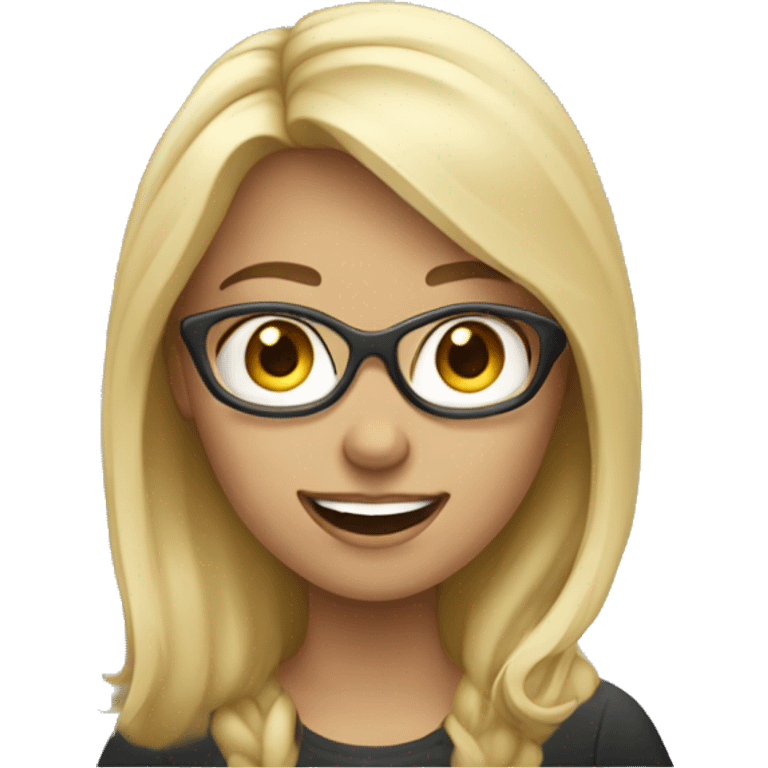 blonde female software engineer using Macbook emoji