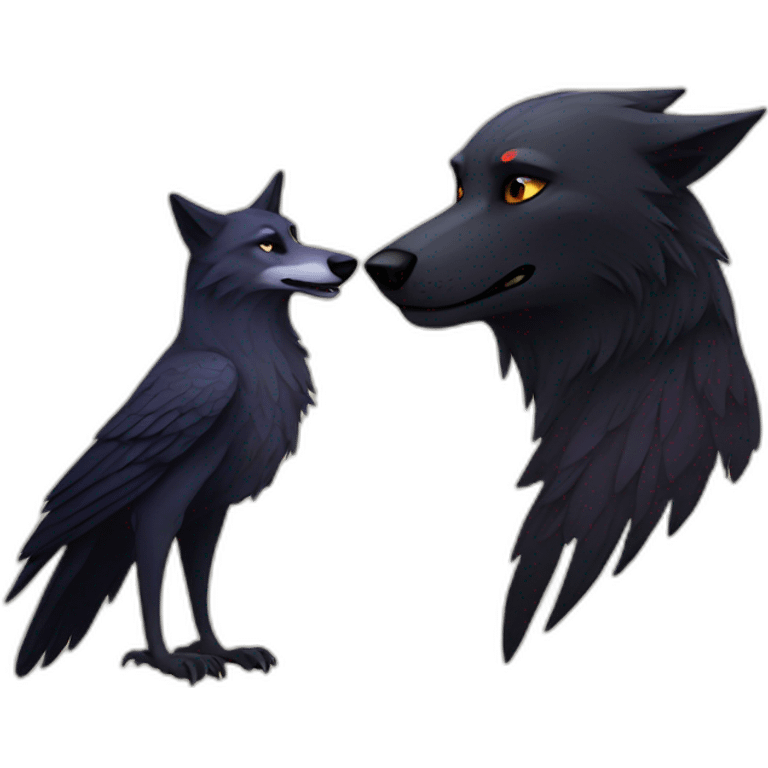 wolf and raven emoji