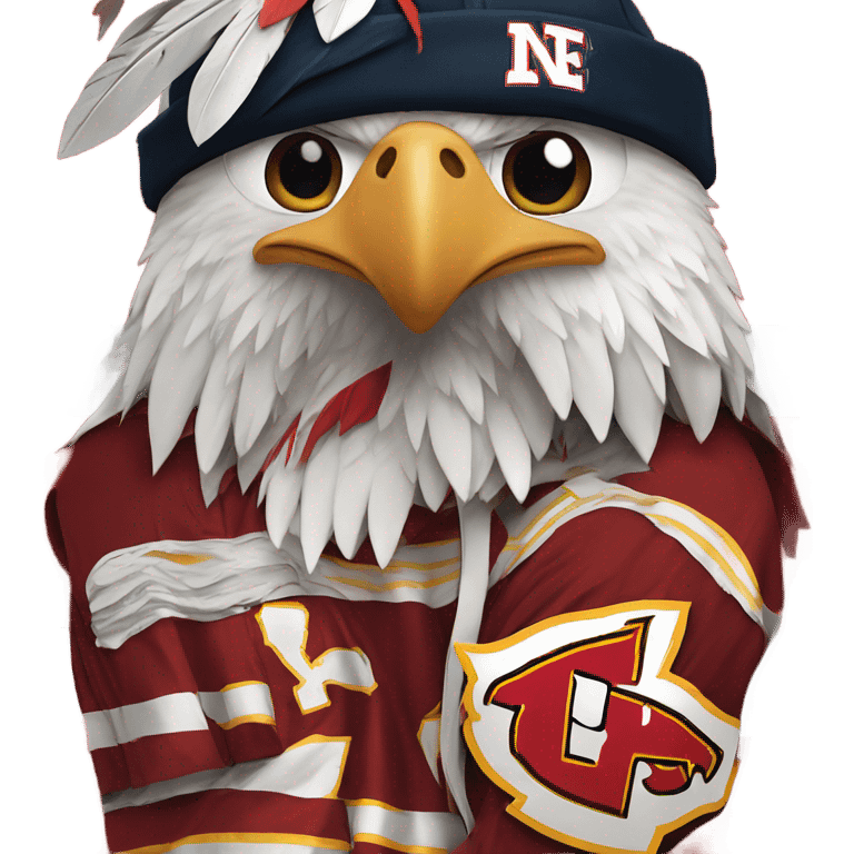 an eagle in a chiefs uniform crying emoji