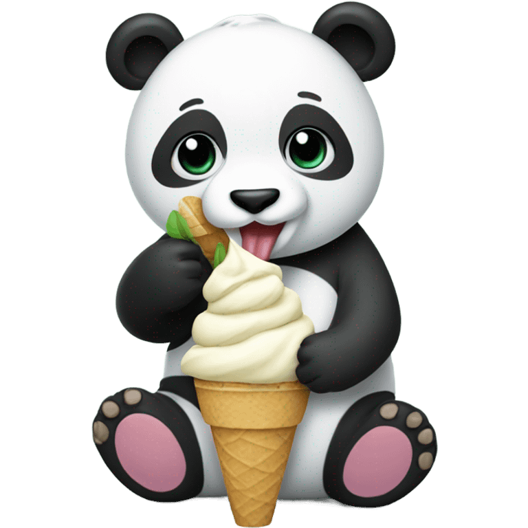 Panda eating ice cream emoji