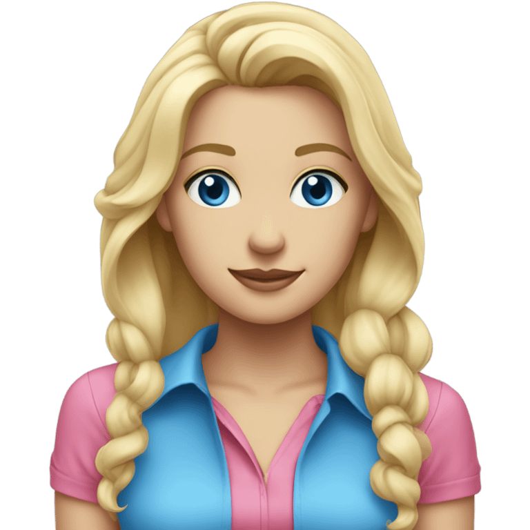 Pretty blonde with blue eyes white women with pink shirt emoji