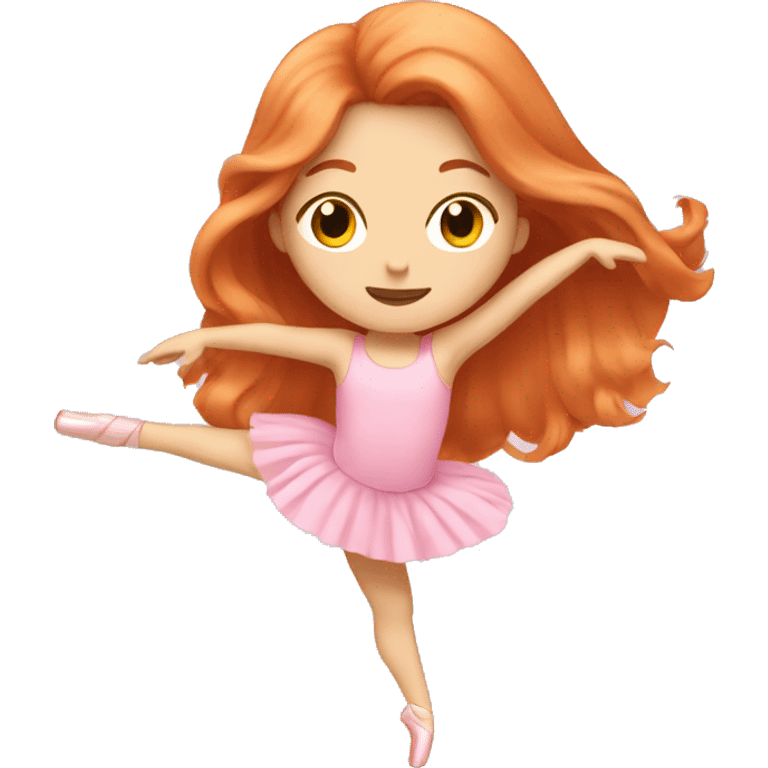 long hair ginger doing ballet in pink clothes emoji