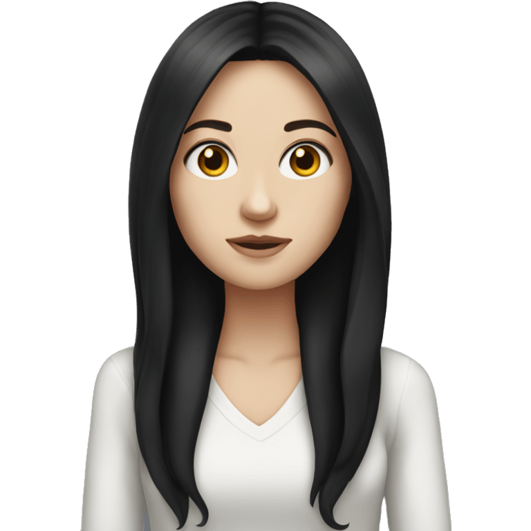 white girl with long black hair emoji