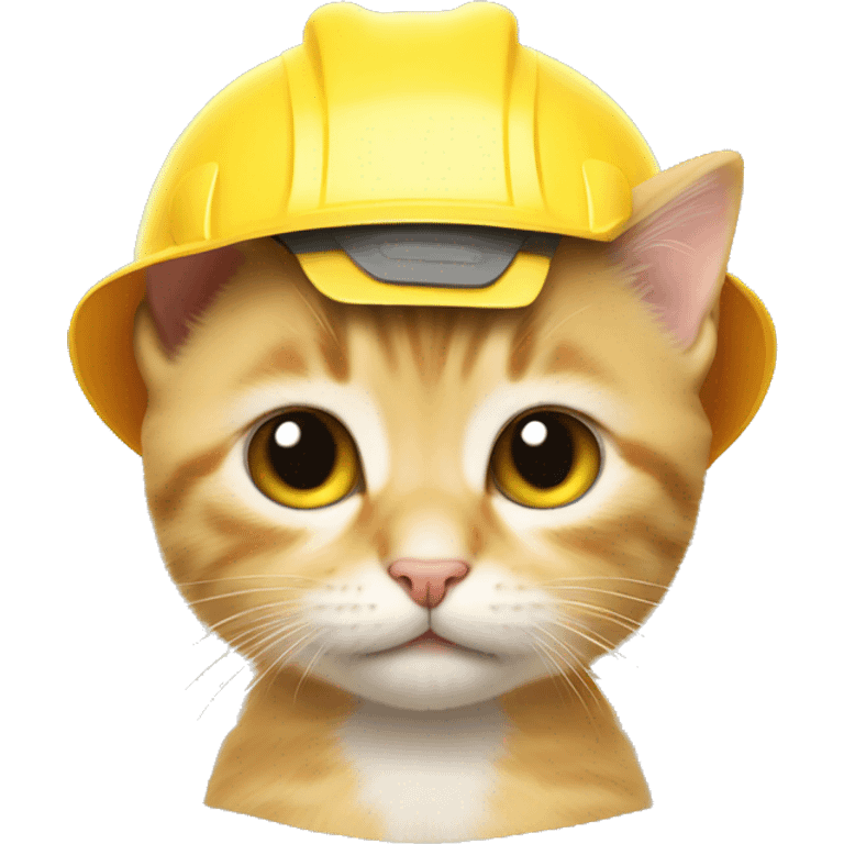 cute kitten face wearing yellow construction hat emoji