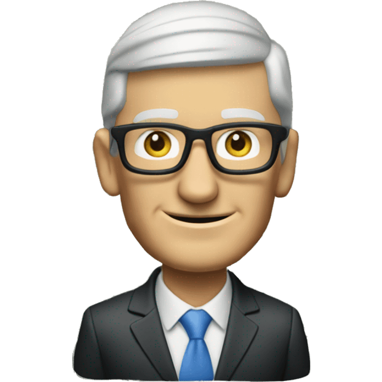 tim cook wearing a banker visor with a bag of money in the corner emoji